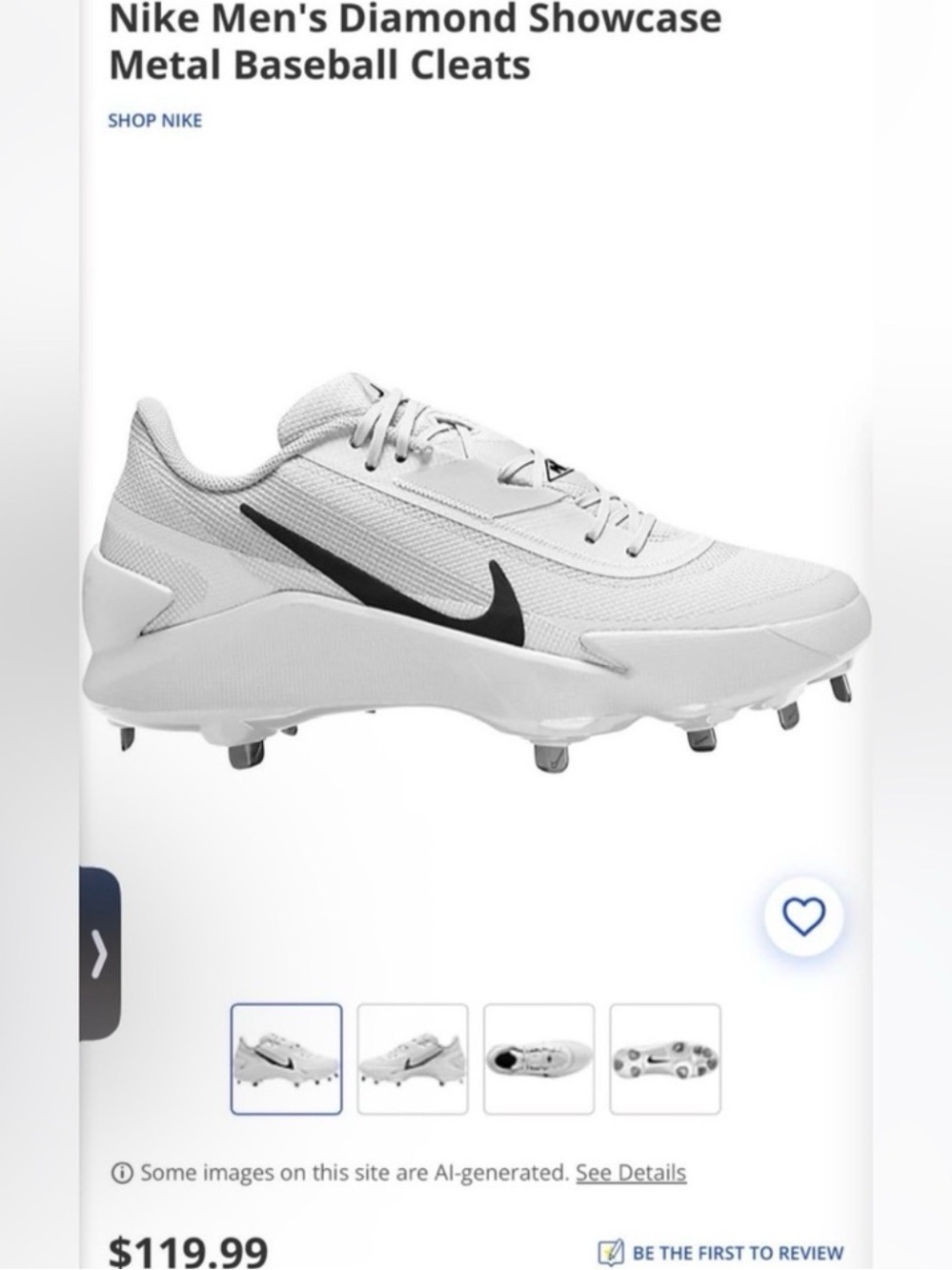 Nike Men’s Diamond Showcase Metal Baseball Cleats - M8.5-W10